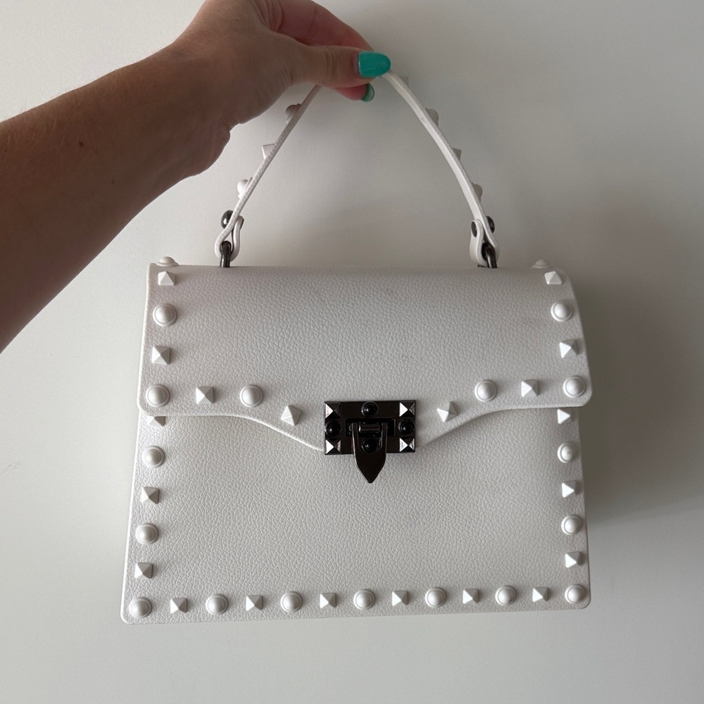 Studded White Handbag